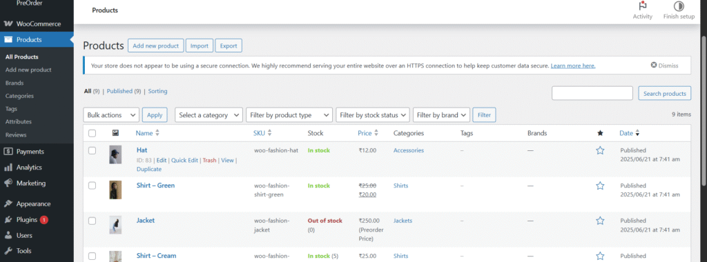 PreOrder Product Configuration