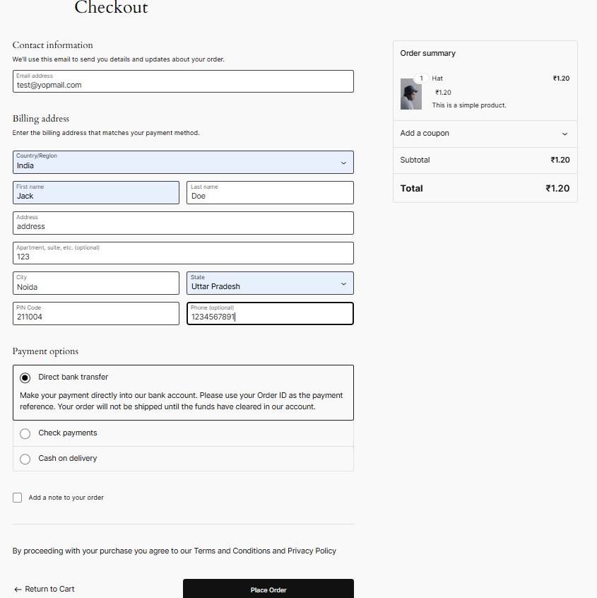 Preorders Checkout View