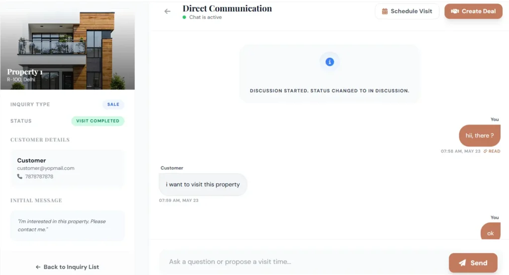 Real-time chat between agent and client in Haven platform