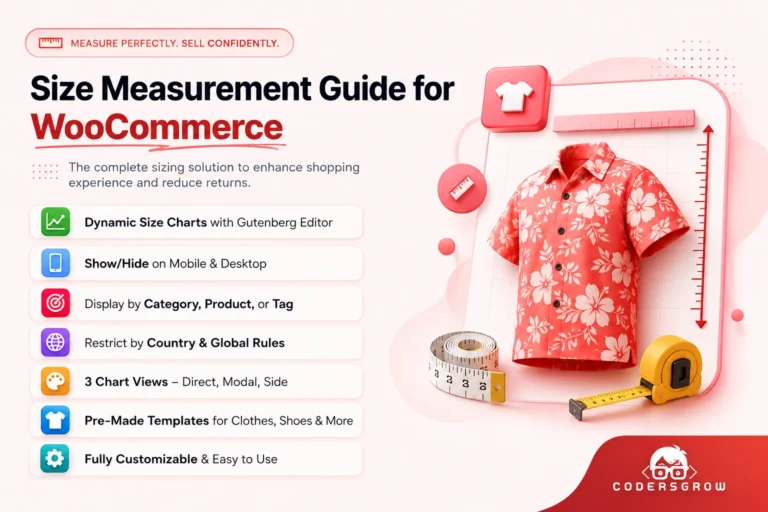 Size chart for WooCommerce