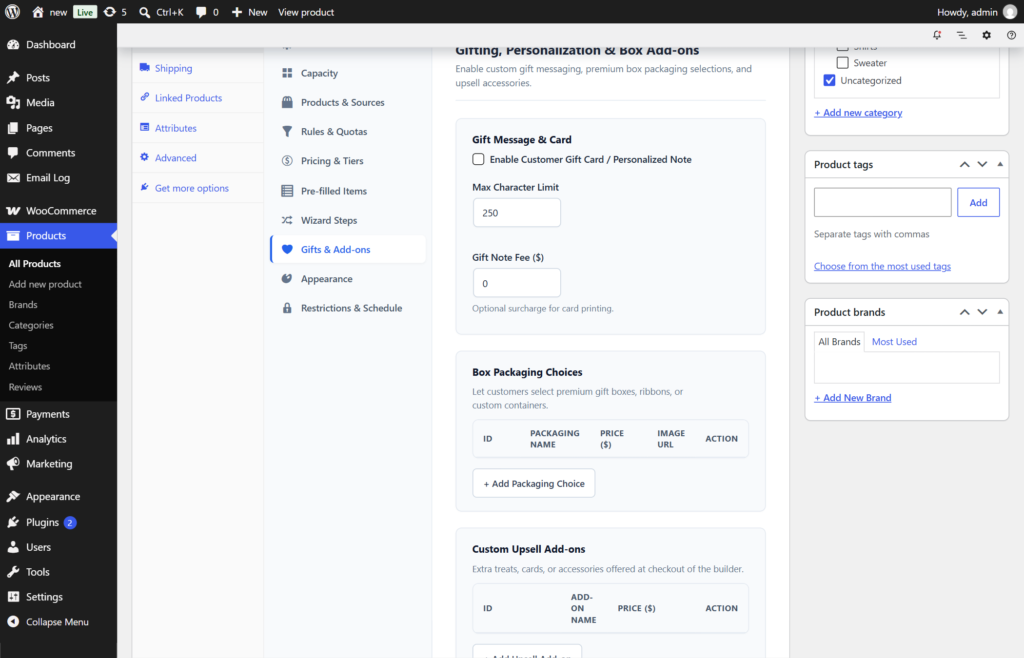 BundleForge Gifts and Add-ons Configuration Panel