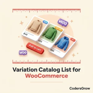 Variation Catalog List for WooCommerce 1:1 product cover logo featuring standalone variation cards and direct add to cart